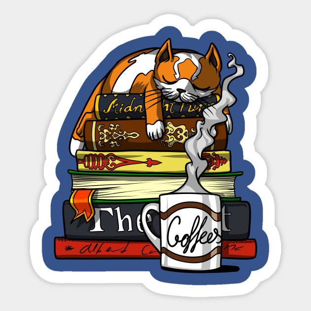 Cat Book Coffee Lover